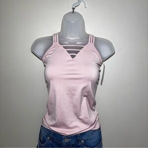 Love Charm Blush Pink Crisscross Strappy Cami Top V-neck OS Junior